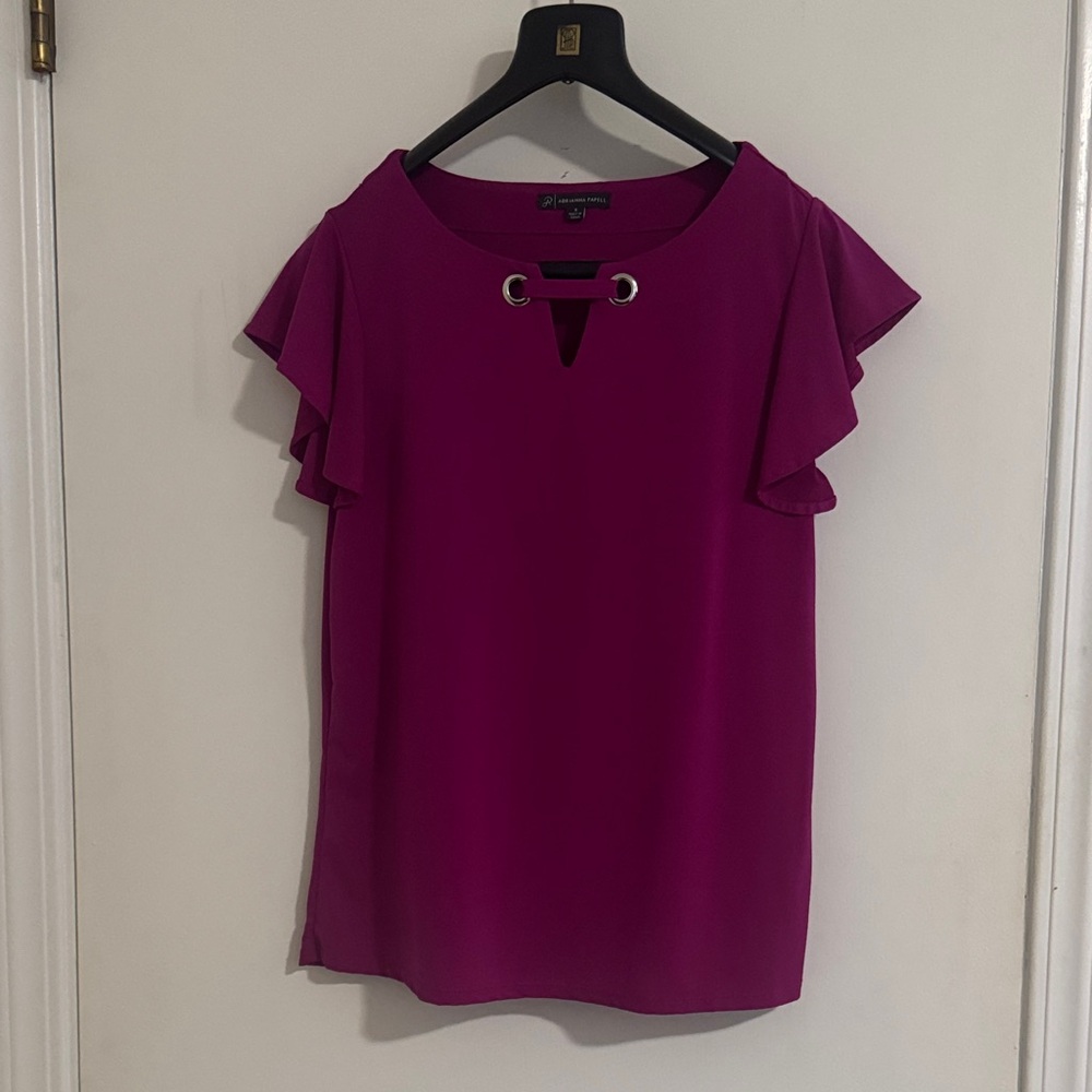 Adrianna Papell purple Ruffle Sleeve Top